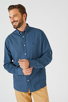 Chemise coton et lin mélangés