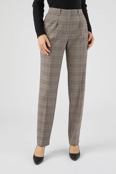 Pantalon large esprit tailleur à carreaux