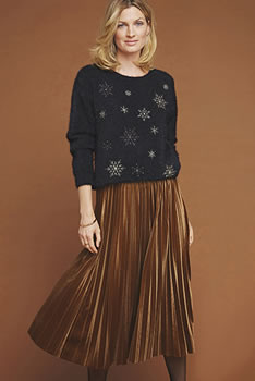 Jupe plissée velours brillant