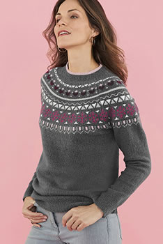 Pull maille mousseuse jacquard esprit norvégien