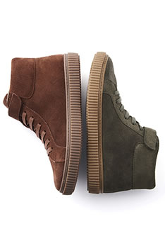 Baskets hautes croûte de cuir déperlante Thermolactyl®