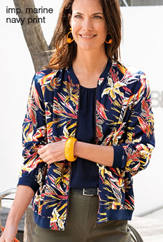 Bomber zippé imprimé fleurs exotiques