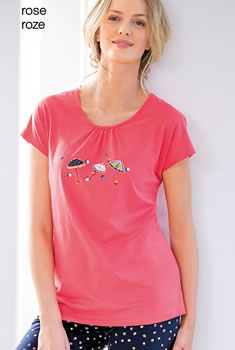 T-shirt pyjama maille jersey pur coton peigné