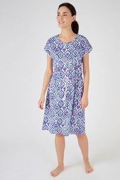Chemise de nuit Maille jersey pur coton peigné imprimé mosaïque