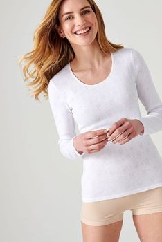 T-shirt manches longues Fine côte ajourée “cœur” Thermolactyl®