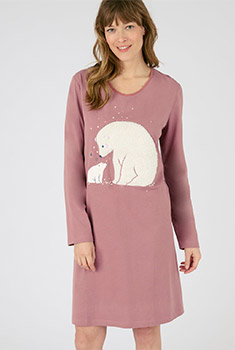 Chemise de nuit "ours polaire" maille jersey pur coton peigné
