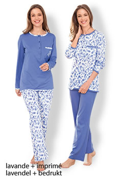 Lot de 2 pyjamas uni et imprimé