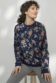 Sweat coton stretch fleuri