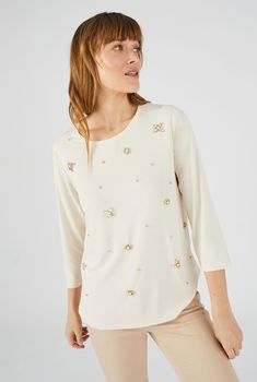T-shirt effet bijoux modal mélangé stretch