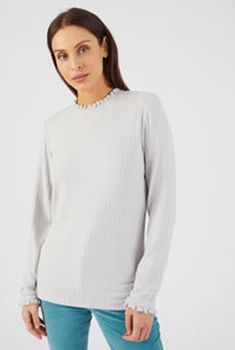 T-shirt maille pointelle chaude volanté