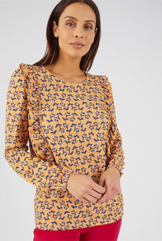 T-shirt maille côtelée détail volants