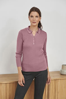 Pull col polo maille côtelée laine mérinos