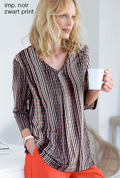 Blouse maille crêpe rayures et pois