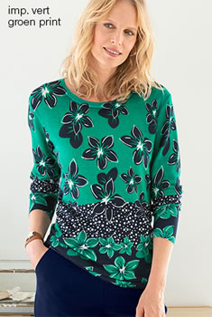 Pull imprimé fleurs manches longues