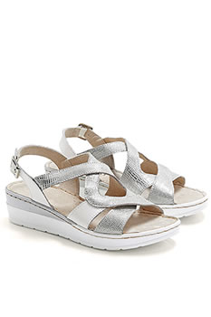 Sandales cuir vachette effet bi-matière "reptile"