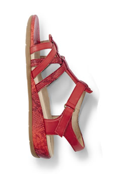 Sandales cuir vachette aspect "reptile"