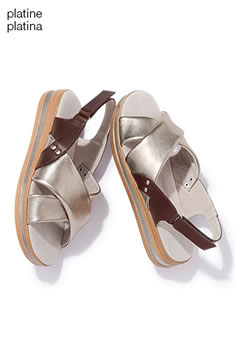 Sandales cuir chèvre larges brides irisées