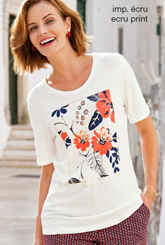 T-shirt fleuri coton modal