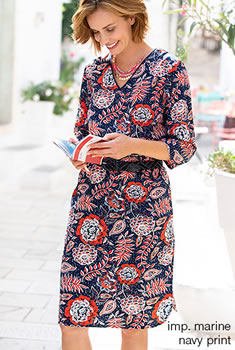 Robe crêpe léger imprimé végétal et cachemire