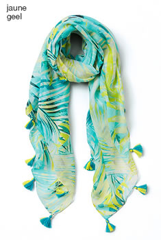 Foulard imprimé et pompons