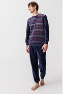 Pyjama maille velours rayée