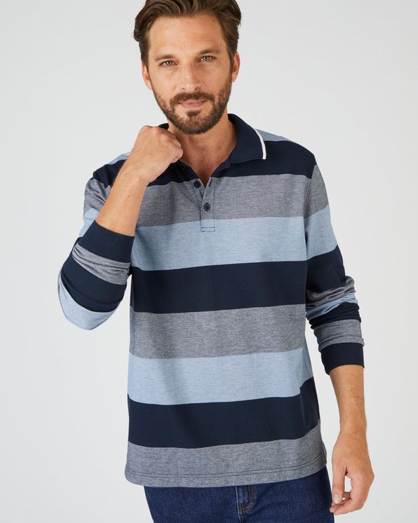 Polo maille piquée rayée