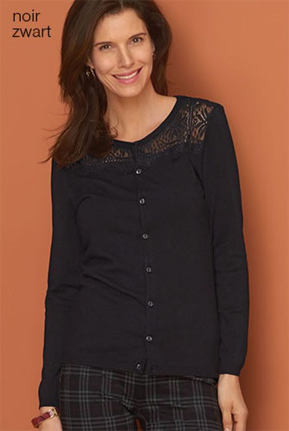 Cardigan dentelle épaules