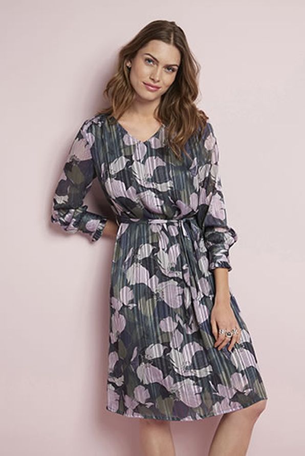 Robe en voile imprimé rayures brillantes