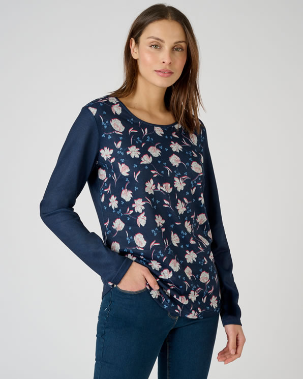 T-shirt fleuri maille chaude