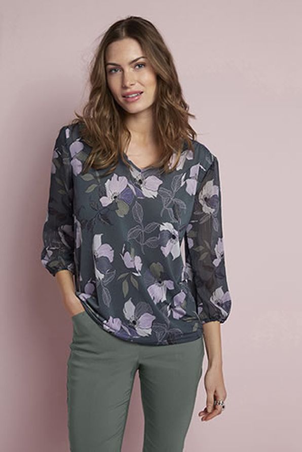 Blouse imprimée bi-matière