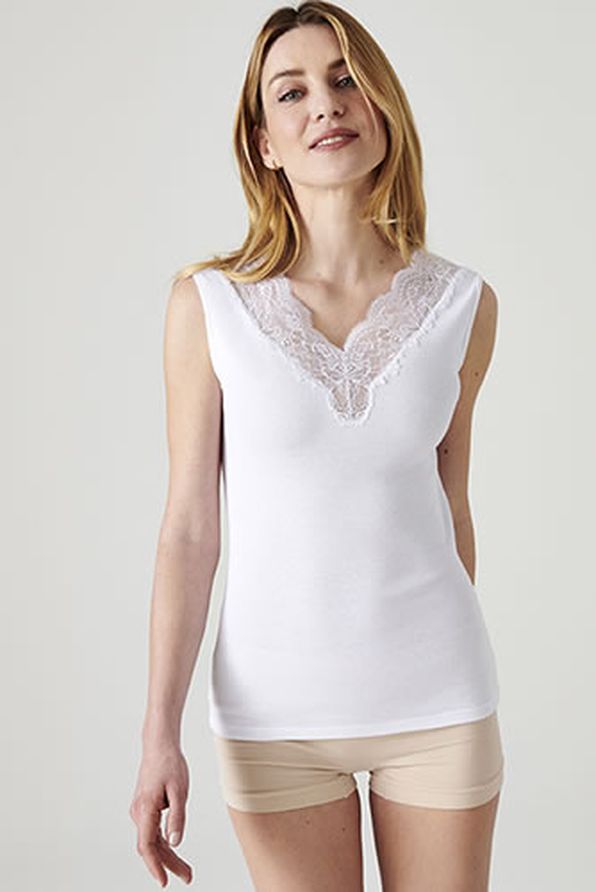 Débardeur, col dentelle stretch Thermolactyl®