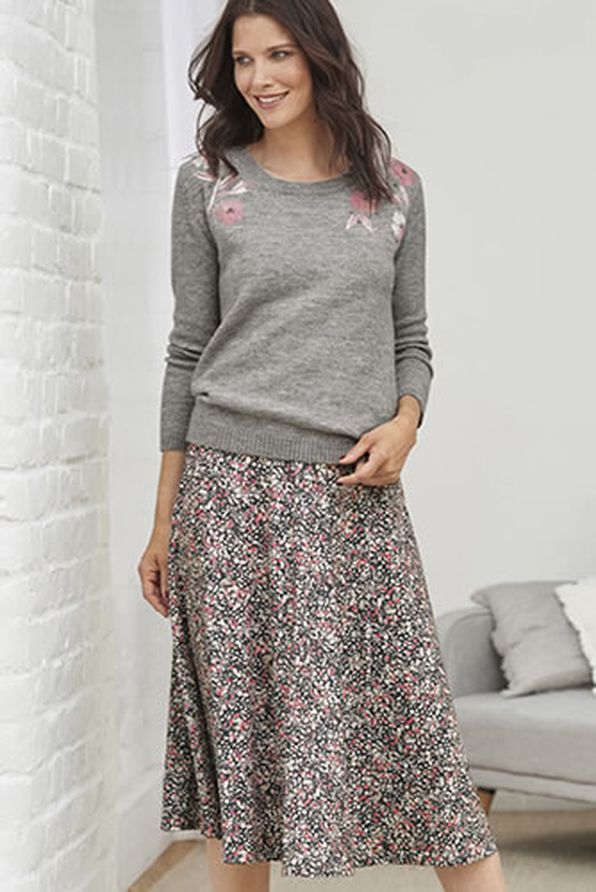 Jupe évasée maille chaude stretch