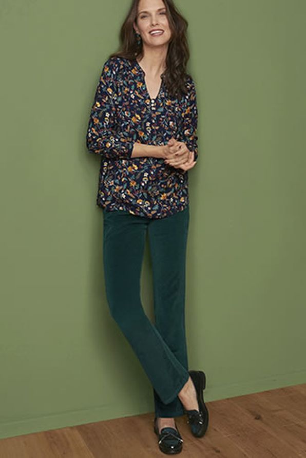 Pantalon droit velours milleraies coton stretch