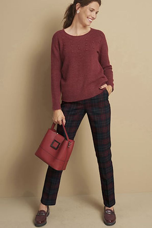 Pantalon à carreaux peu froissable plis marqués