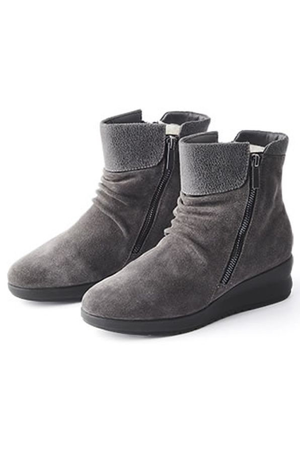 Boots croûte de cuir vachette jeu de matières Thermolactyl®