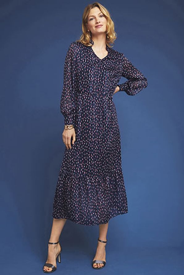 Robe voile imprimé biais brillant