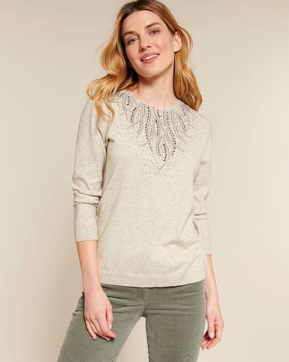 Pull maille fine à strass