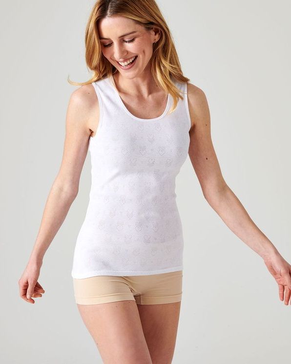 T-shirt sans manches Fine côte ajourée “cœur” Thermolactyl®