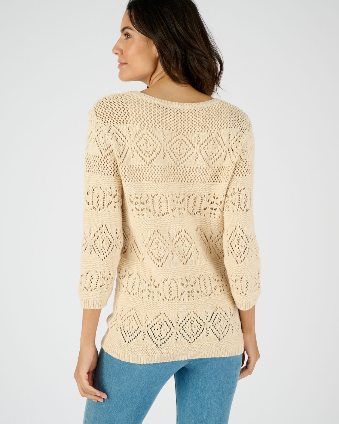 Pull maille ajourée effet crochet