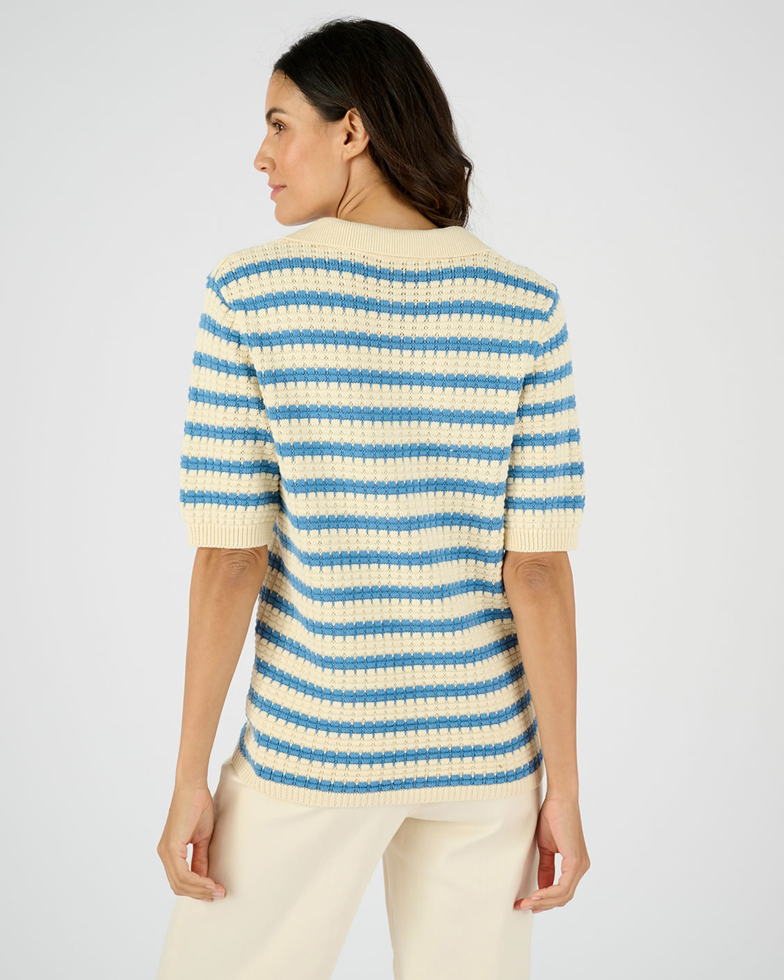 Pull col polo rayé