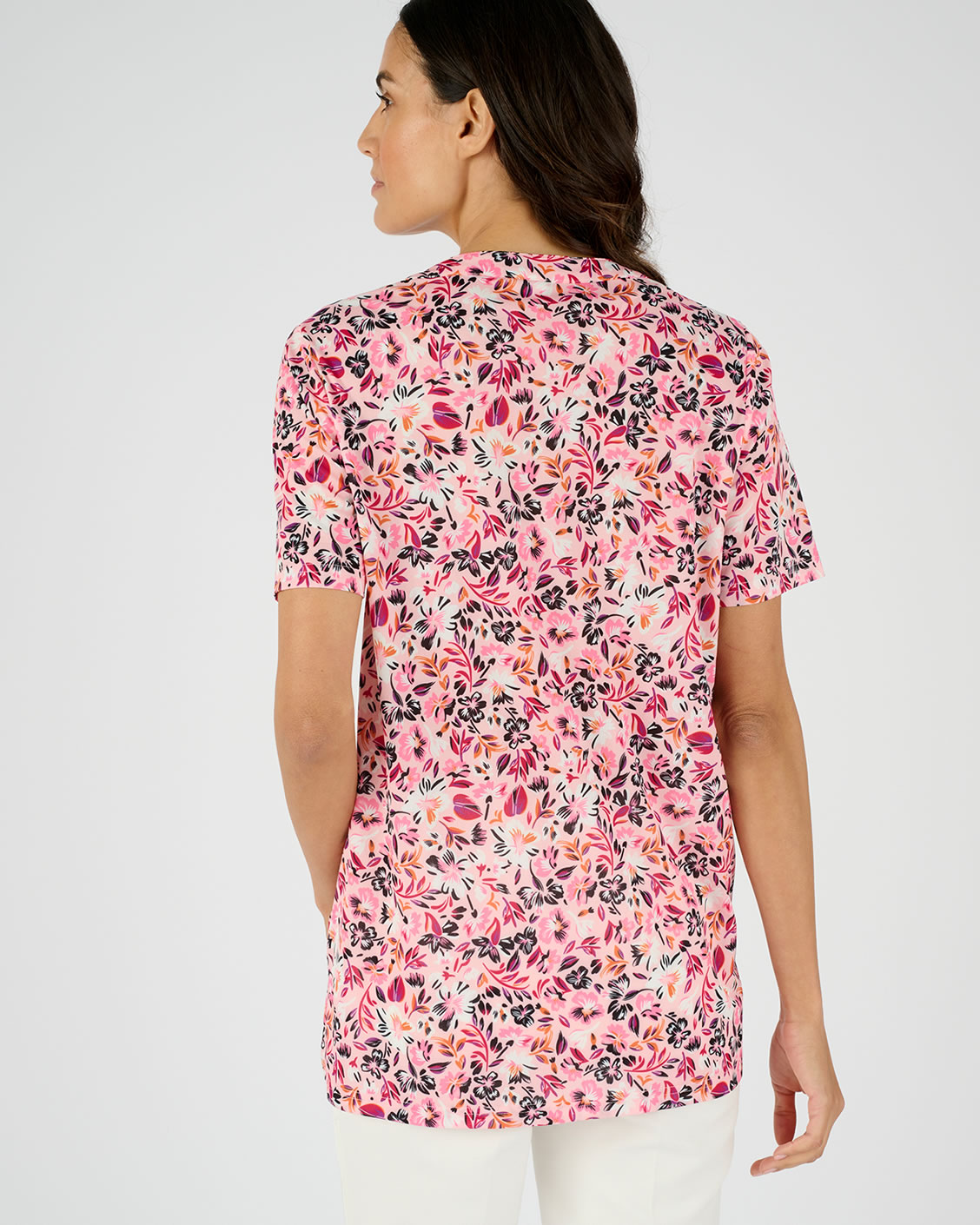 Tunique maille crêpe stretch fleurie