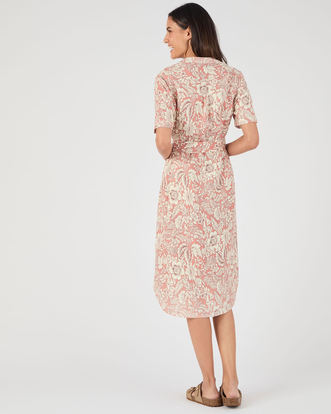 Robe boutonnée mélange lin