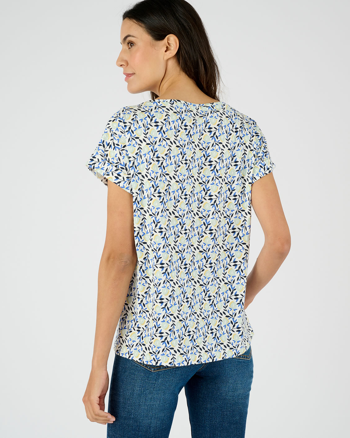 T-shirt flammé imprimé végétal