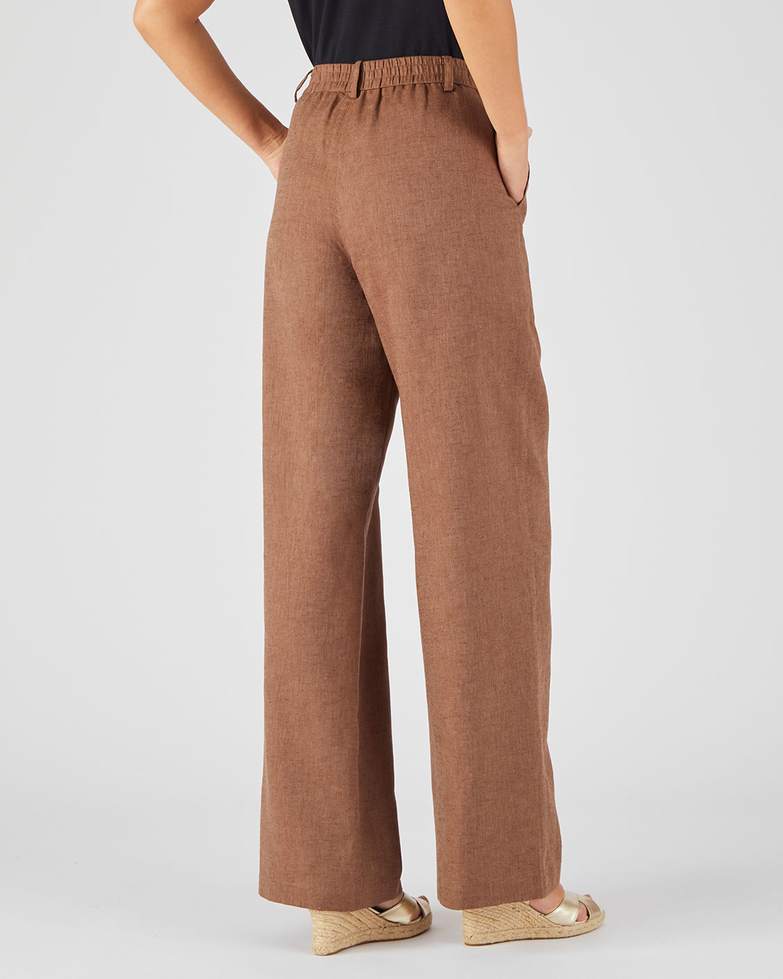 Pantalon large mélange lin et coton