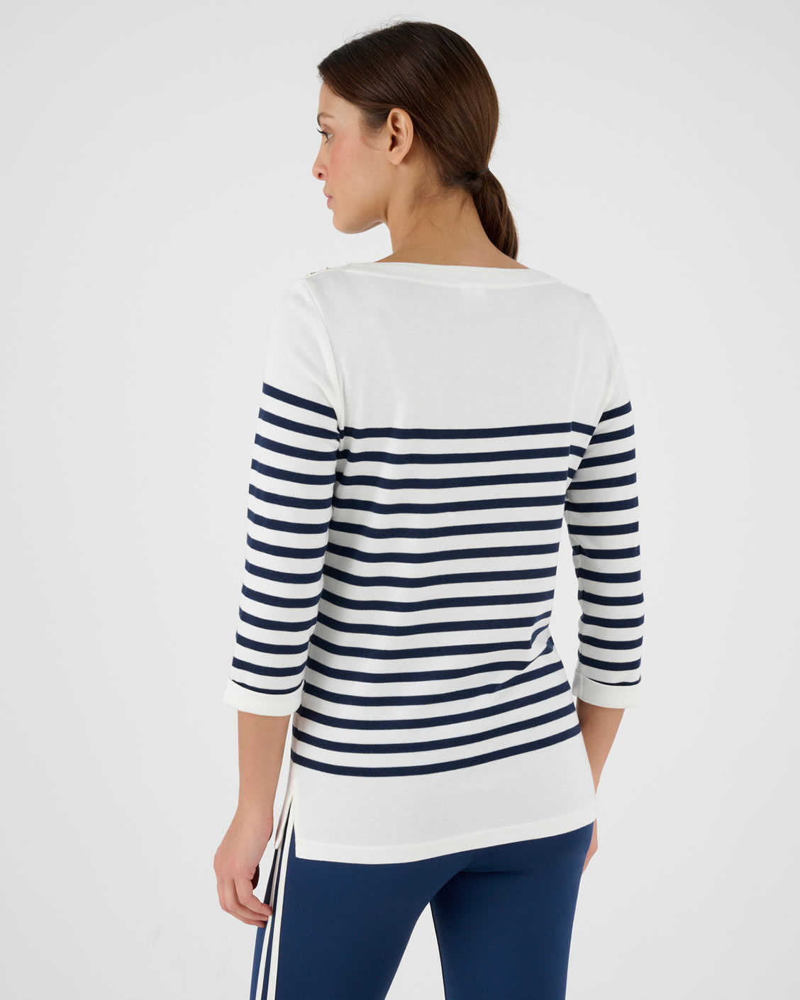 T-shirt uni ou rayé manches 3/4