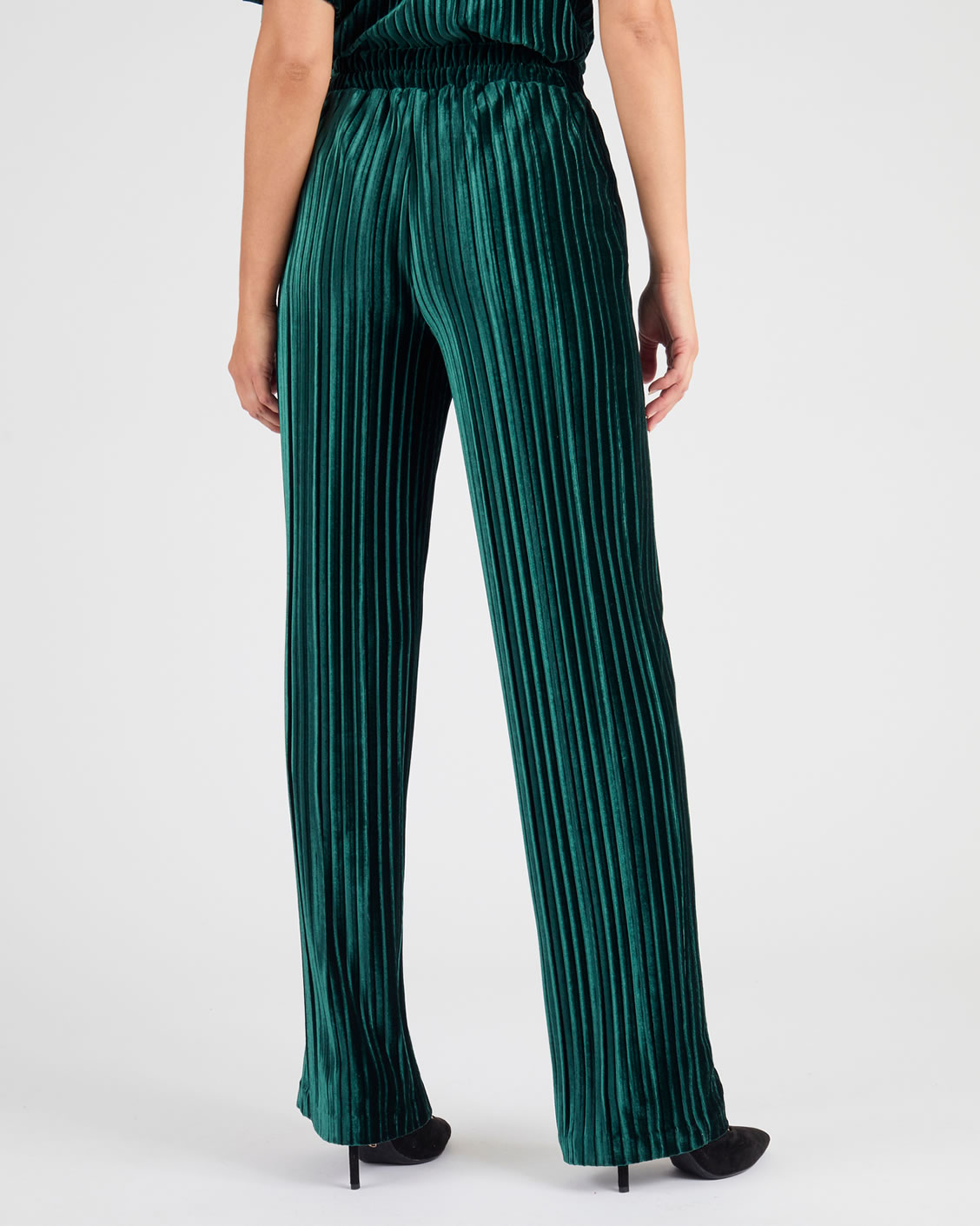 Pantalon en velours plissé satiné