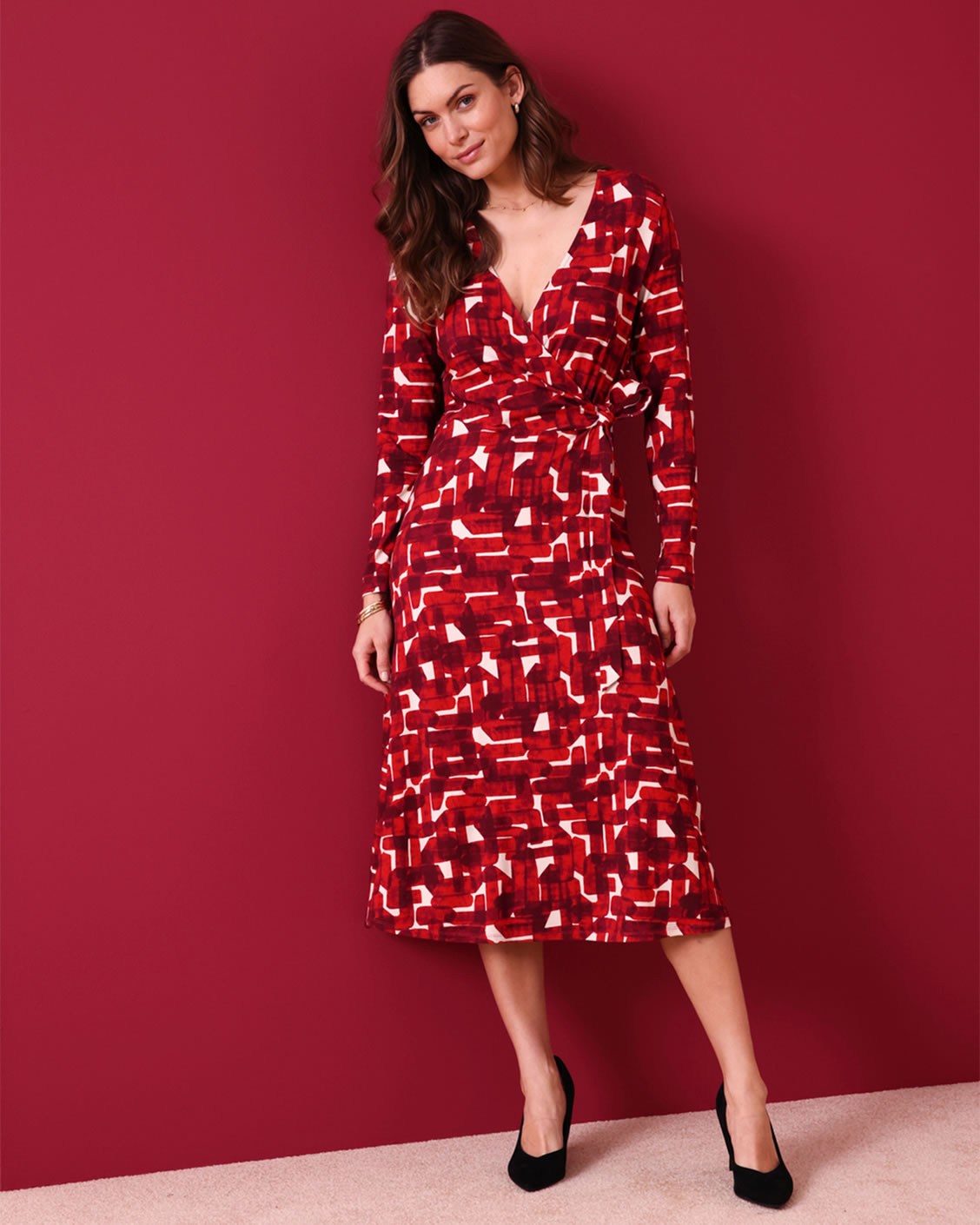 Robe en maille effet cache-coeur fibres viscose