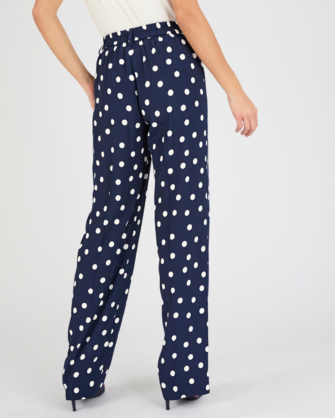 Pantalon large viscose fluide imprimé pois