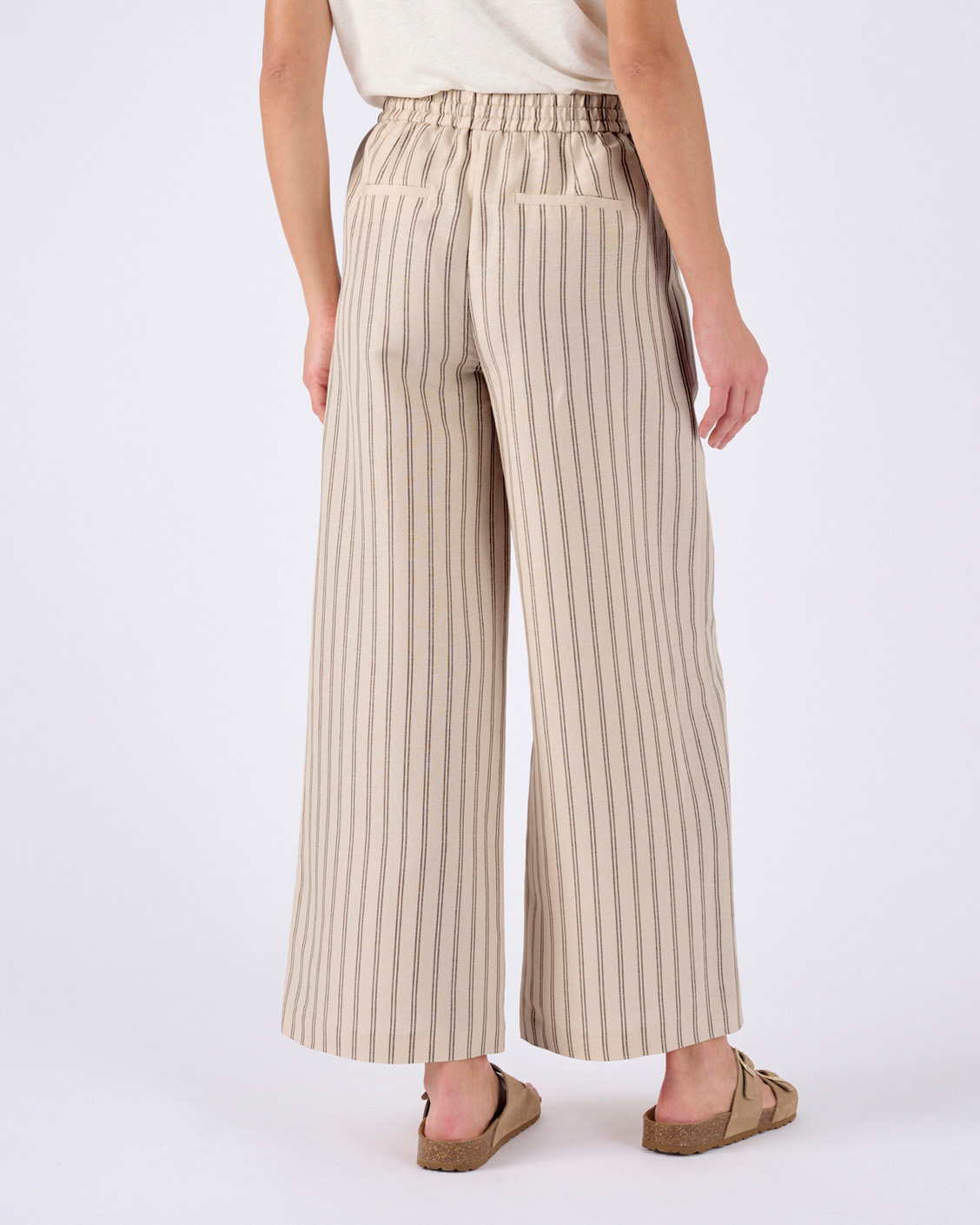 Pantalon large 7/8ème mélange lin