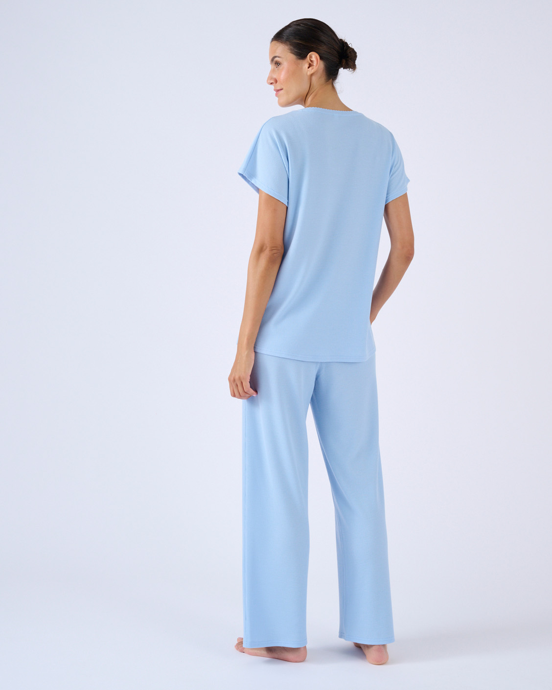 Pyjama 7/8ème en maille gaufrée